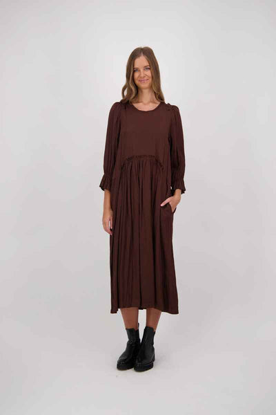 BRIARWOOD - Capri viscose satin midi dress - Chocolate! 12