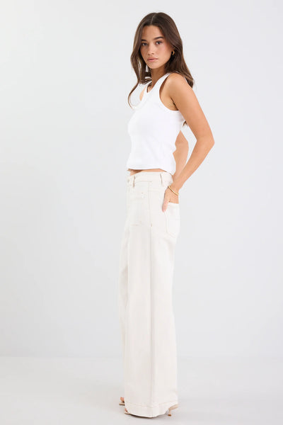 AMONG THE BRAVE (LN) Zoey wide leg pocket jean - Ecru! 14