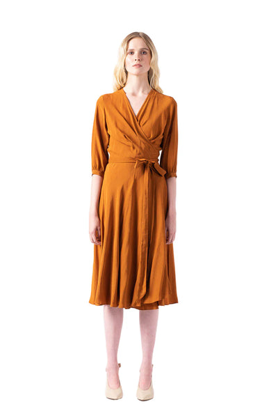 ESSK (NZ) Midi wrap dress - Deep Amber! 12