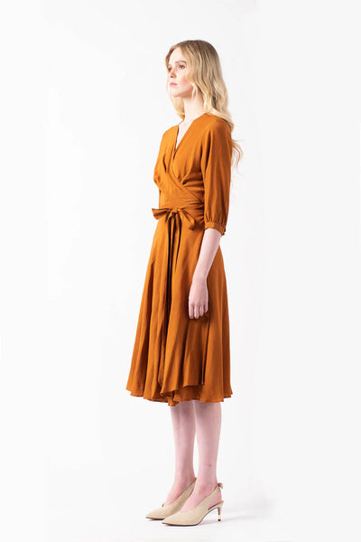 ESSK (NZ) Midi wrap dress - Deep Amber! 12