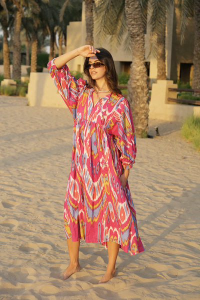 HOUSE OF SUNDAR - Liana midi dress - Hibiscus! 8-12
