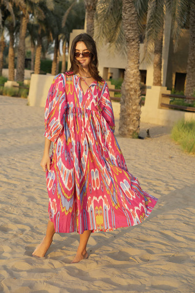 HOUSE OF SUNDAR - Liana midi dress - Hibiscus! 8-12