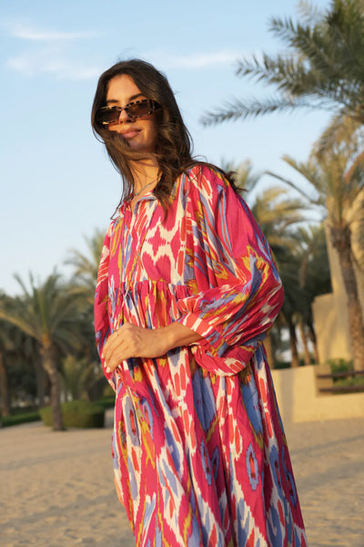 HOUSE OF SUNDAR - Liana midi dress - Hibiscus! 8-12