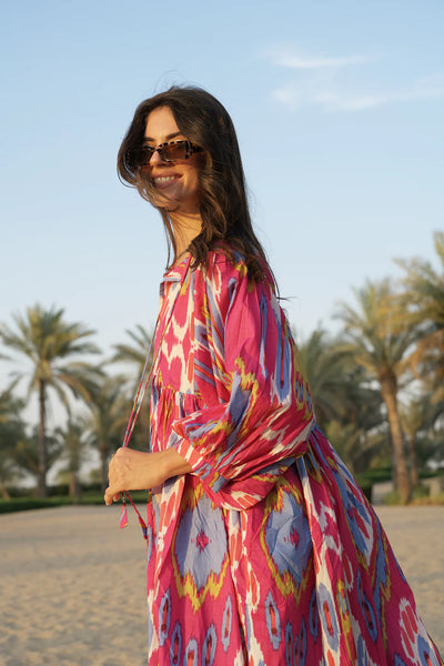 HOUSE OF SUNDAR - Liana midi dress - Hibiscus! 8-12