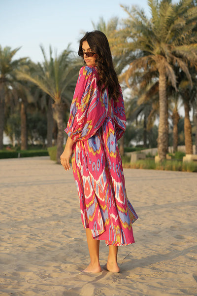 HOUSE OF SUNDAR - Liana midi dress - Hibiscus! 8-12