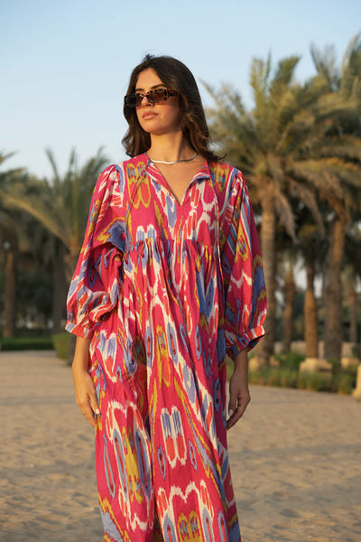 HOUSE OF SUNDAR - Liana midi dress - Hibiscus! 8-12