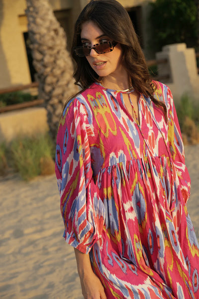 HOUSE OF SUNDAR - Liana midi dress - Hibiscus! 8-12