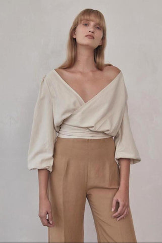ST AGNI - Delphine linen blend wrap top - Ivory! 14