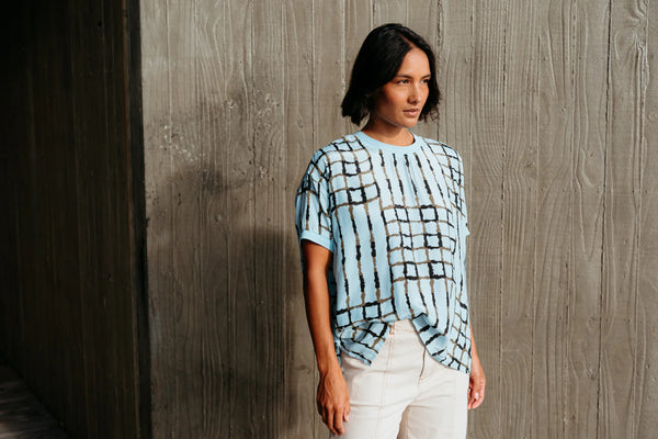 ET ALIA (LN) Brea viscose silky top - Skyline plaid! 14