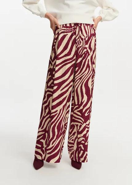 BA&SH (LN) Zebra wide leg pant - Burgandy/ecru! 10-12