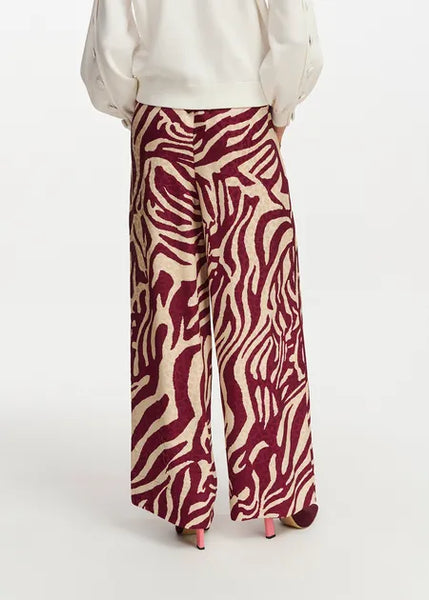 BA&SH (LN) Zebra wide leg pant - Burgandy/ecru! 10-12