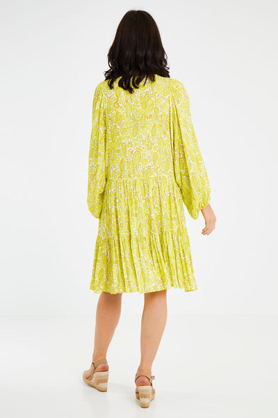 FATE + BECKER - Yellow paisley billow sleeve dress! 8-12