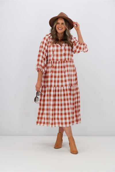 FRIA (LN) Gingham Sammy midi dress! 8-10