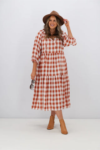 FRIA (LN) Gingham Sammy midi dress! 8-10