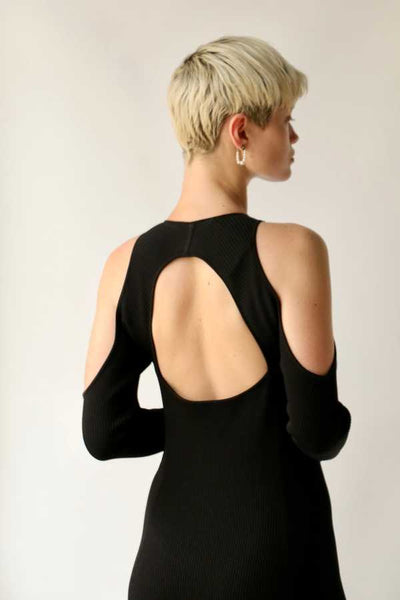 GANNI (LN) Melange open back rib knit dress! 10