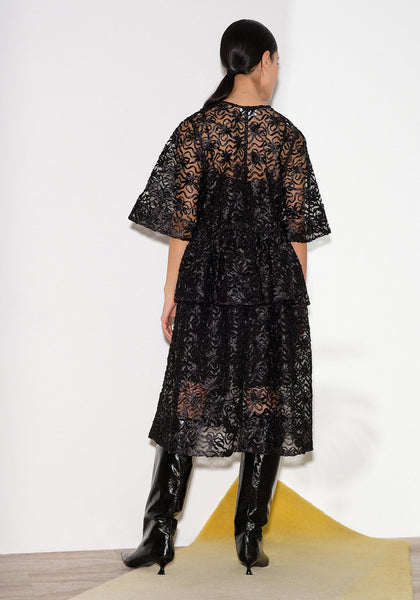 GANNI (LN) "Ribbon tulle" flounce midi dress! 14