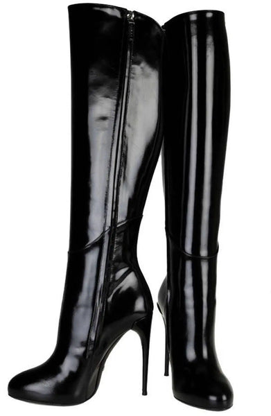 GUCCI (ITA) Kim platform patent leather knee high boots! 40