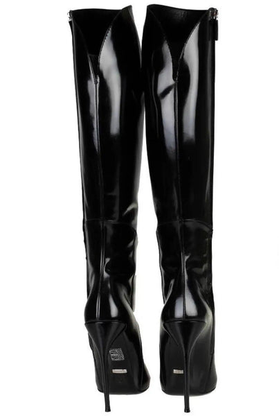 GUCCI (ITA) Kim platform patent leather knee high boots! 40