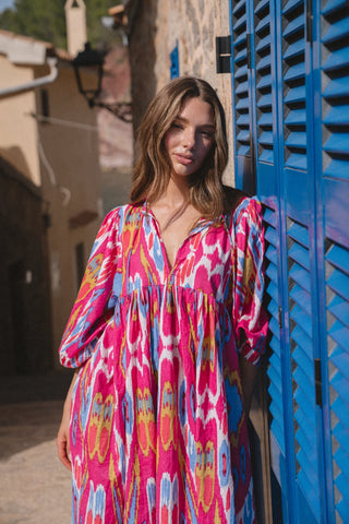 HOUSE OF SUNDAR - Liana midi dress - Hibiscus! 8-12