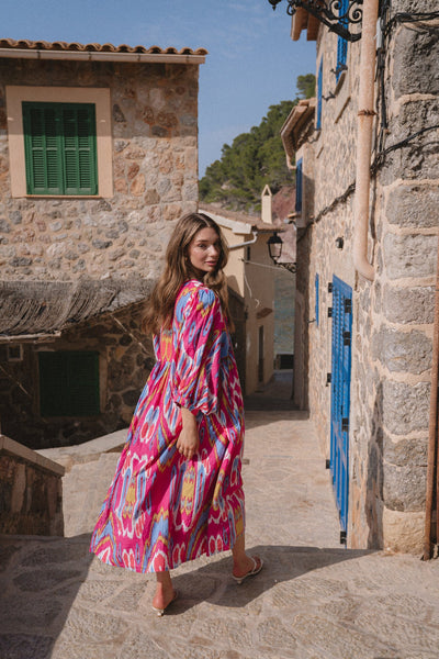 HOUSE OF SUNDAR - Liana midi dress - Hibiscus! 8-12