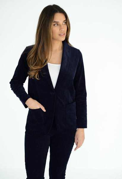 HUMIDITY (LN) Navy velvet cord blondie blazer! 12