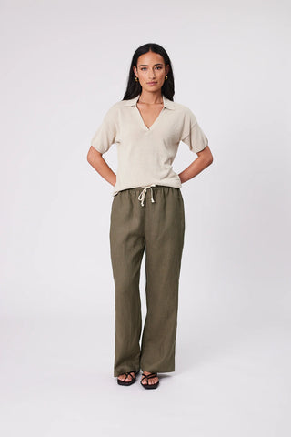 MARLOW - Linen wide leg Holiday pant - Kelp! 16
