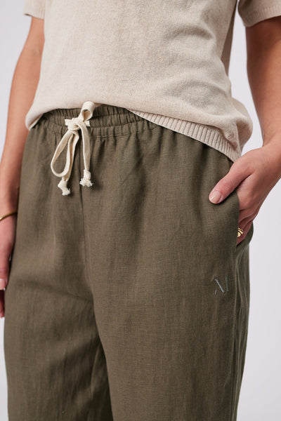 MARLOW - Linen wide leg Holiday pant - Kelp! 16