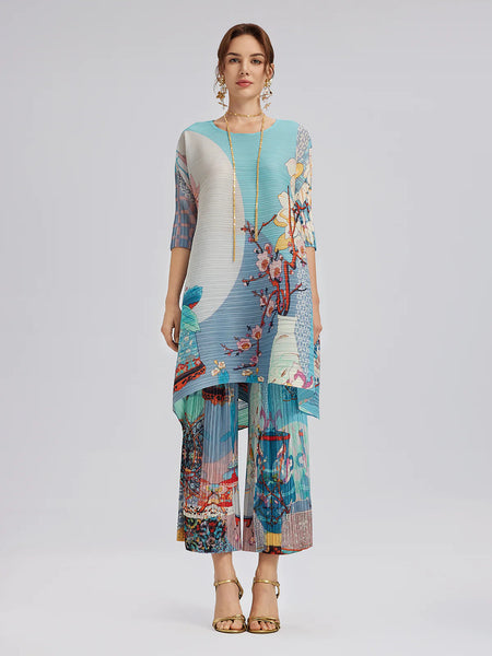 RICH RADI Q'S (LN) "Artistic Print" pleat pant! 8-12