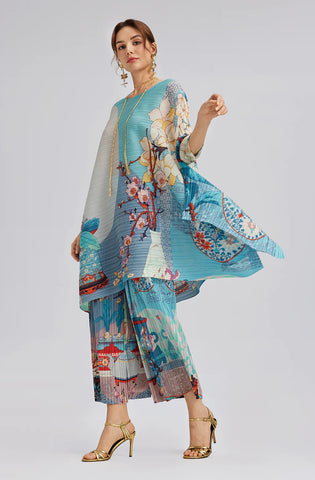 RICH RADI Q'S (LN) "Artistic Print" pleat pant! 8-12