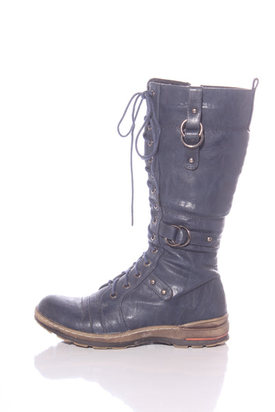 MAHER - Navy fleece lined combat boot! 40
