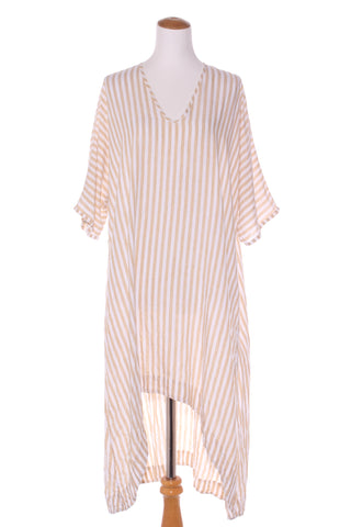 THE TAILOR & HIS LOVER - Dipped hem linen stripe dress! 10-12