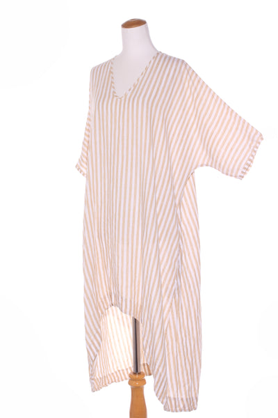 THE TAILOR & HIS LOVER - Dipped hem linen stripe dress! 10-12