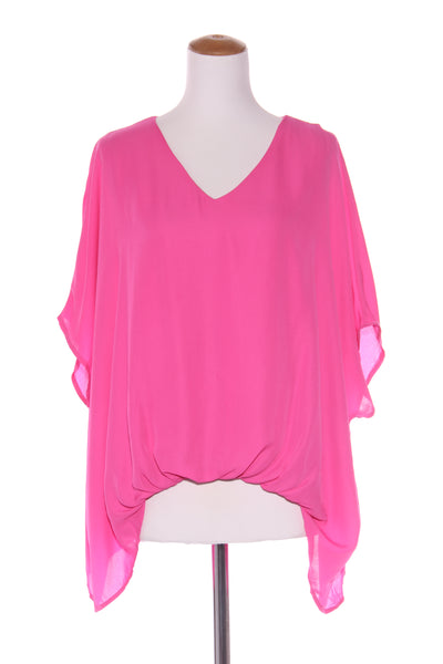 HALO & HAZARD - V neck pink gathered front top! 16
