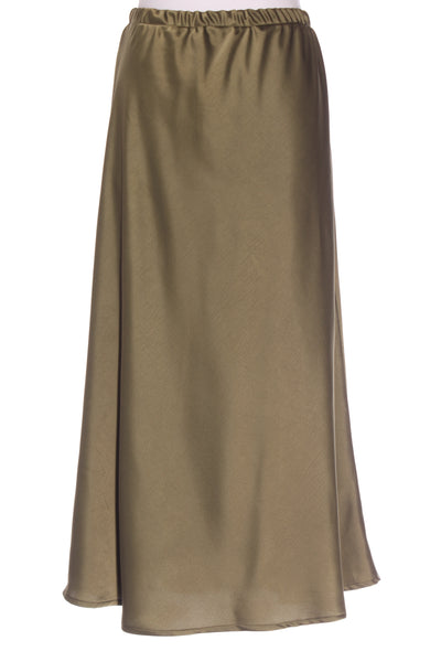 THE EDIT (NZ) Olive satin bias slip skirt! 10