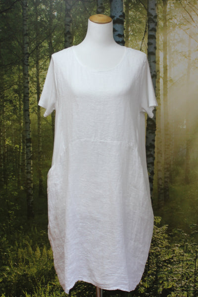 Made in Italy - White linen + rib panel dress! 14