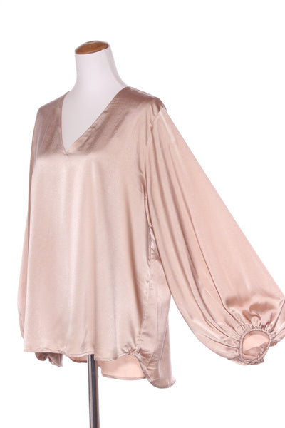 VINE APPAREL - Billow sleeve satin top - Champagne! 14-16