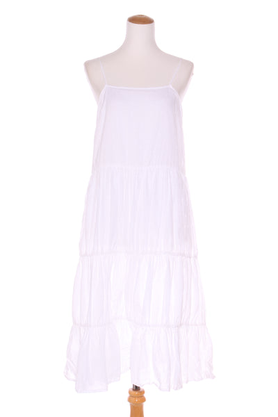 REMAIN - Tufted white cotton Yasmin midi dress! 8-10