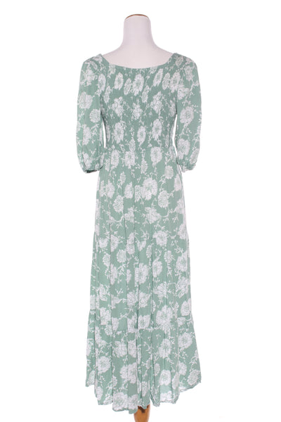 GO GIRL - Puff sleeve shirred floral midi dress! 12-14