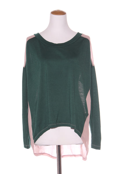 MOOCHI 6&7 - Merino + chiffon panel top - Green/blush! 14-16
