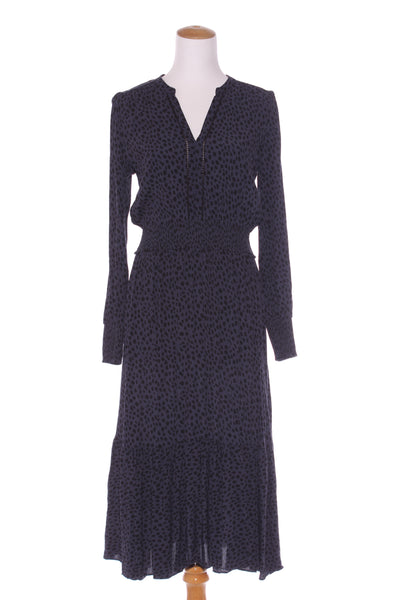 OLIVER BLACK - Navy animal print shirred waist dress! 10-12