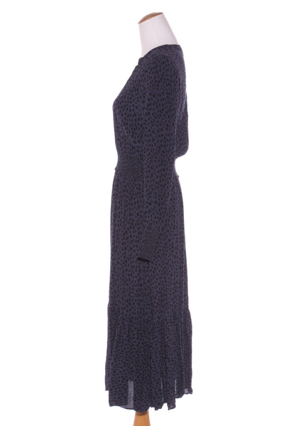 OLIVER BLACK - Navy animal print shirred waist dress! 10-12