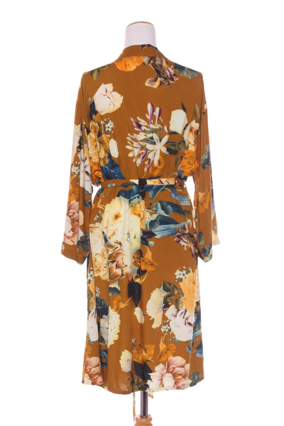 BIELLA ITLAY - Ochre floral print duster/house coat! 10-16