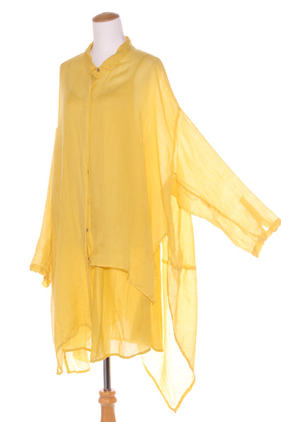 BANANA BLUE (AU) Yellow asymmetric gauze linen shirt! 12-18