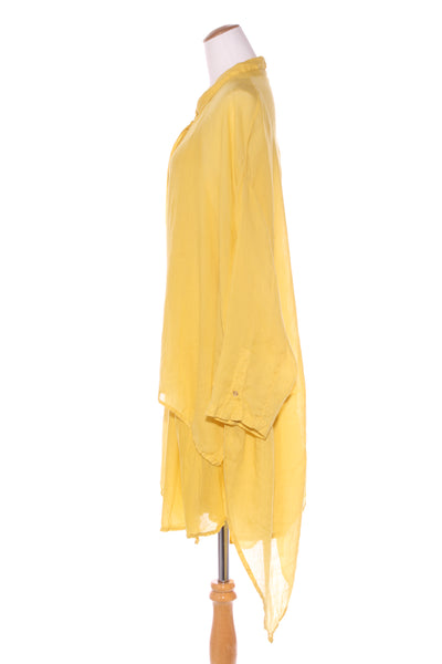BANANA BLUE (AU) Yellow asymmetric gauze linen shirt! 12-18