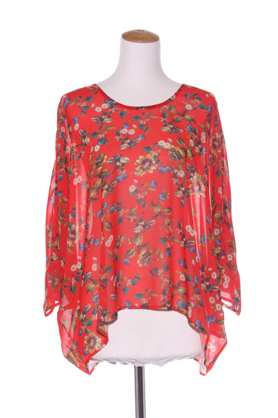 RANDOM - Red floral batwing top! 12-14