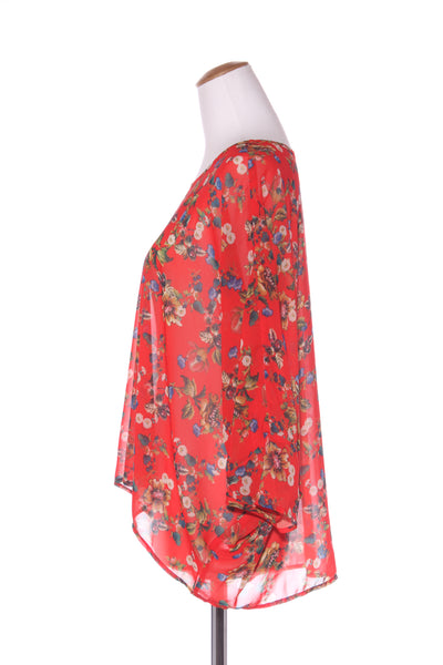 RANDOM - Red floral batwing top! 12-14