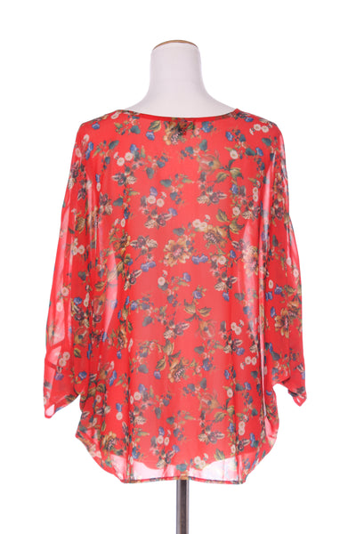 RANDOM - Red floral batwing top! 12-14