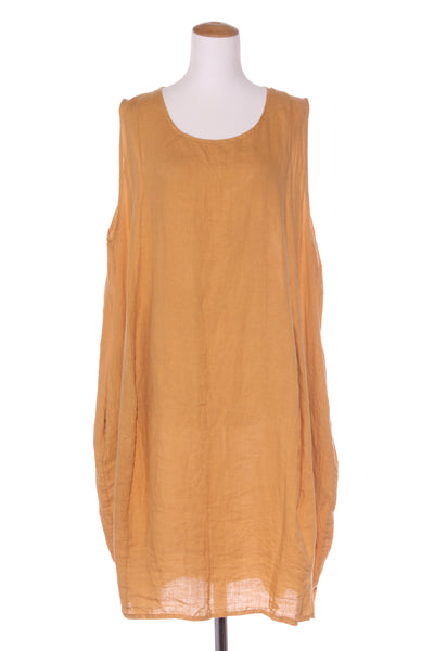 MADE IN ITALY (BN) Mustard linen panel dress + pockets! 18-20