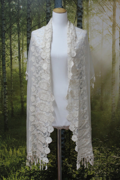 Gorgeous lace detail mesh shawl/scarf!