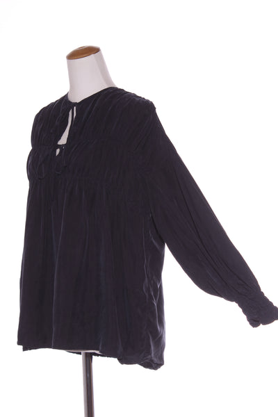 KINNEY - Cotton sheen shirred blouse - Navy! 8-12